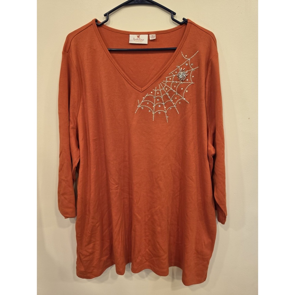 Quacker‎ Factory by Jeanne Bice Sz 2X Embellished Sparkly Halloween Spiderweb
